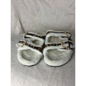 Stuart Weitzman Piper Chill Slide Sandals Cheetah Calf hair Fur Size 7.5